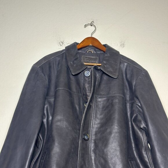 Merona Biker Moto Coat Leather Jacket Men XL Outerwear Button Zip Fall Winter - Picture 2 of 14
